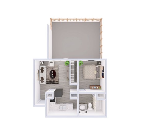 Floor plan for 1 bed, 1 bath, 485 sqft